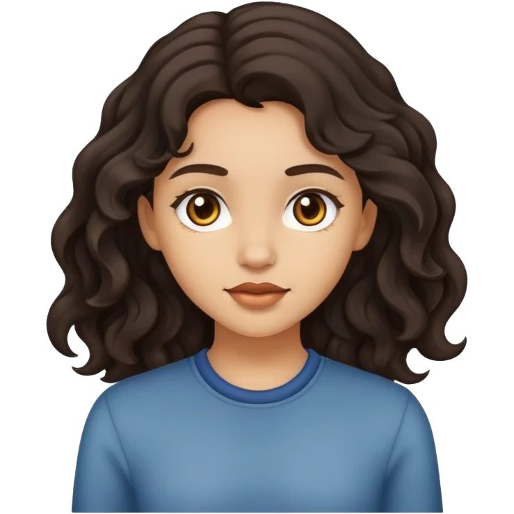 light skinned girl with dark wavy hair emoji