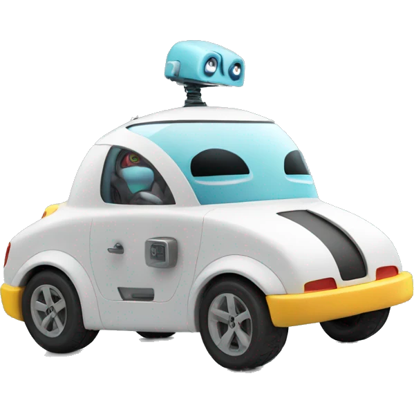 Robot driving car emoji