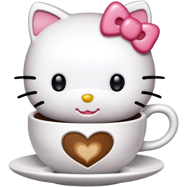 hello kitty com copo de café emoji