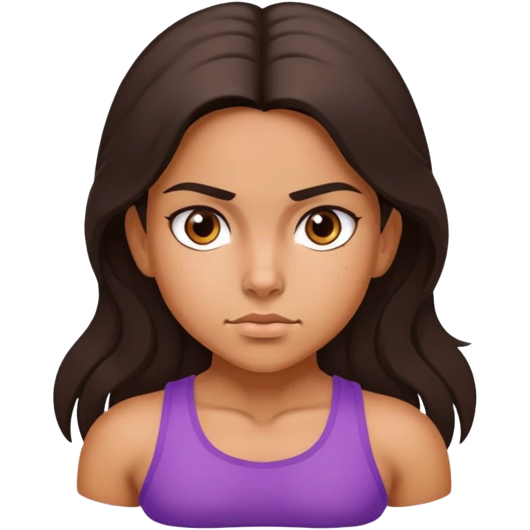 Hispanic girl determined look, muscles emoji