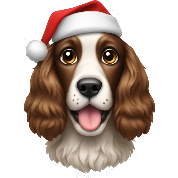 Spaniel with Christmas hat emoji