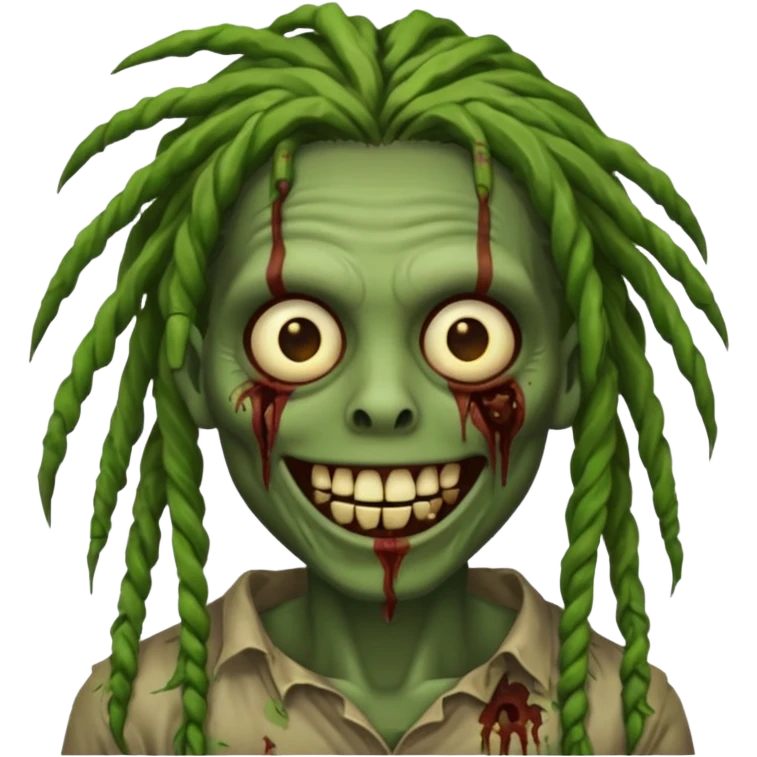 Make a image of a zombie with dreads make it like a emoticon emoji