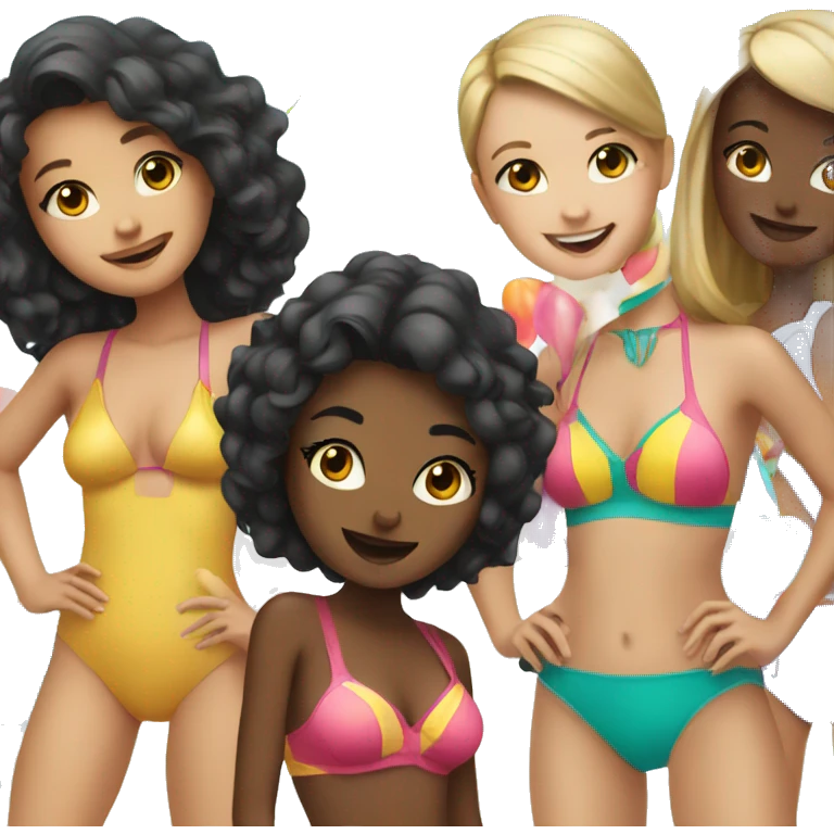 Girls having a party in swimsuits emoji