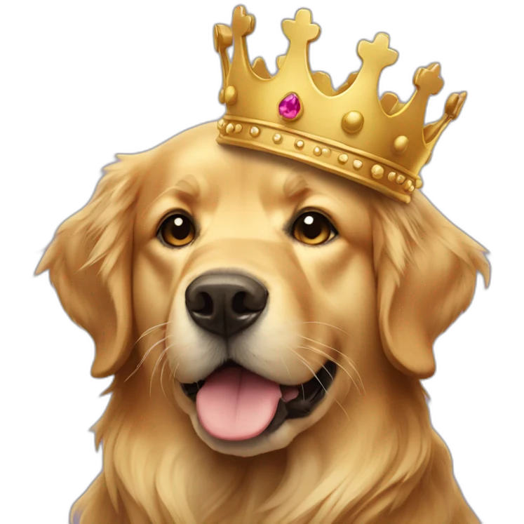 Golden retriever emoji with a crown emoji