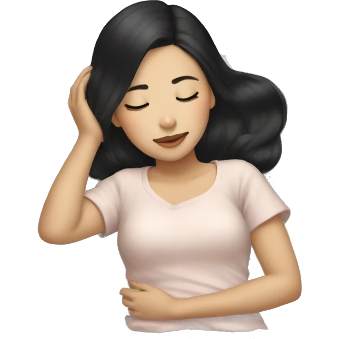 Coquette asian black hair girl sleeping  emoji