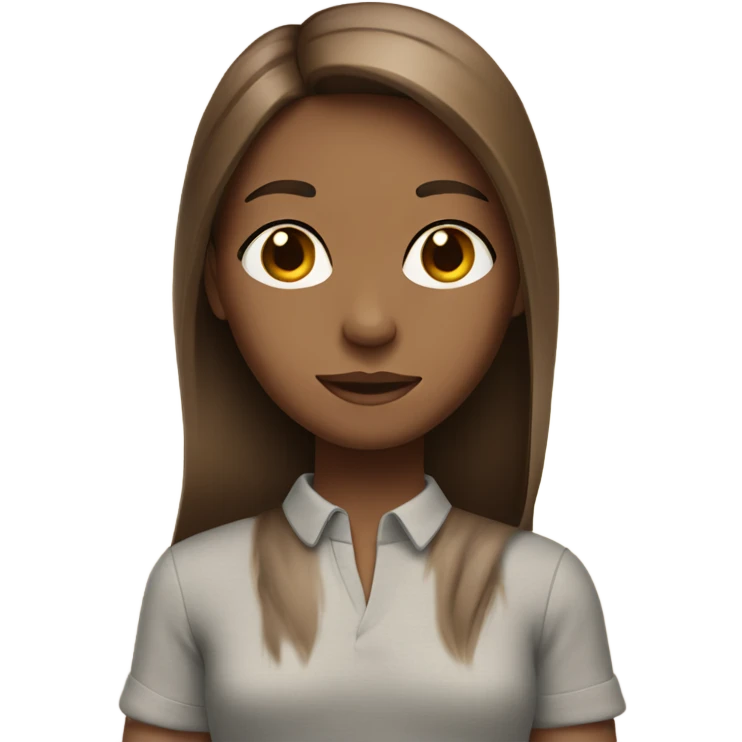 Girl with long brown straight hair middle parted emoji