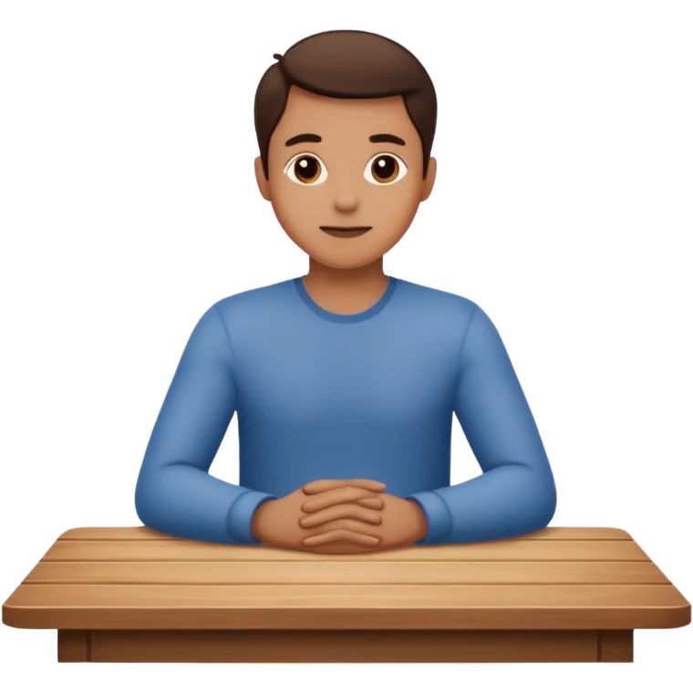 uma pessoa sentada em uma mesa emoji