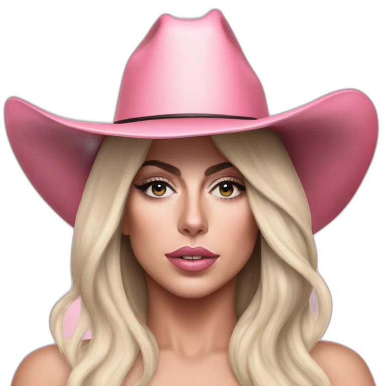 Lady Gaga On JOANNE era,straight hair,pink cowboy hat emoji
