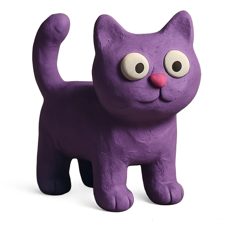 claymation style purple cat emoji