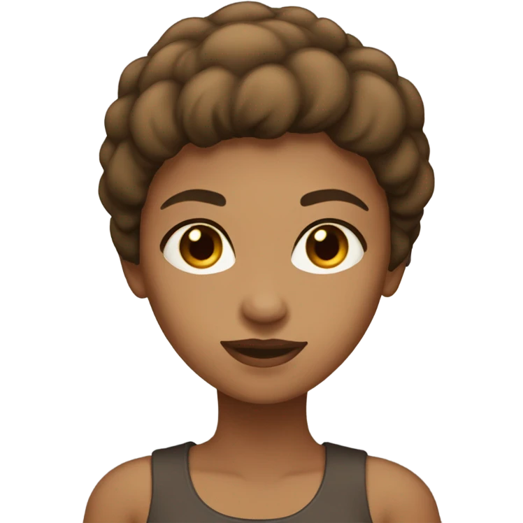Light brown skin girl with light brown straight short hair and dark brown eyes emoji