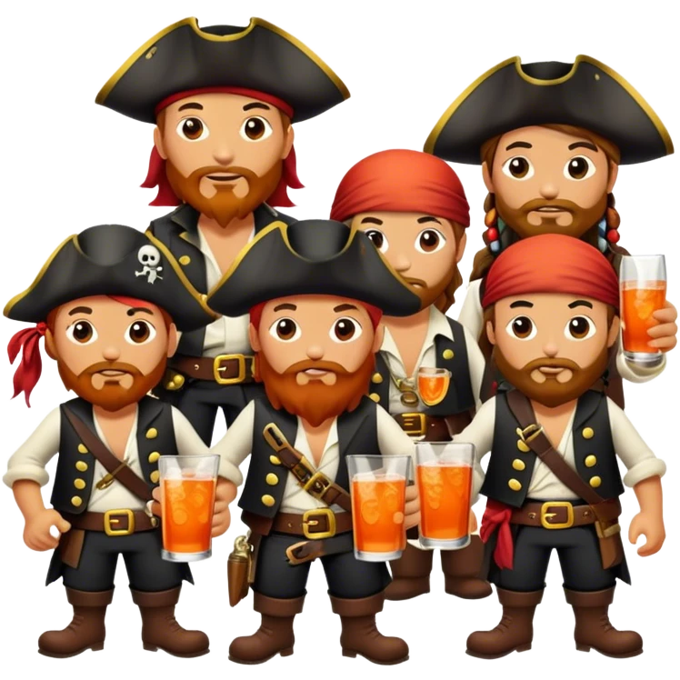 happy family of pirates drinking aperol emoji