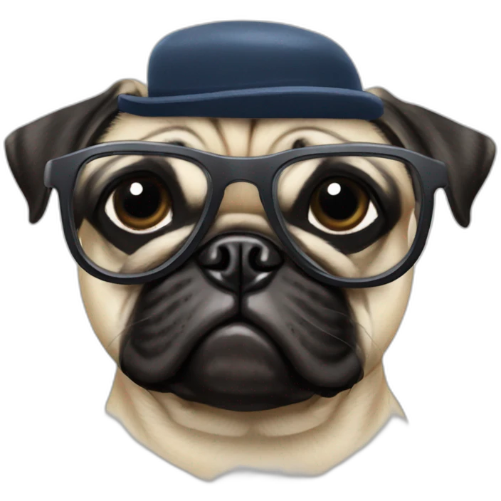 A pug wearing 2024 new years sunglasses emoji
