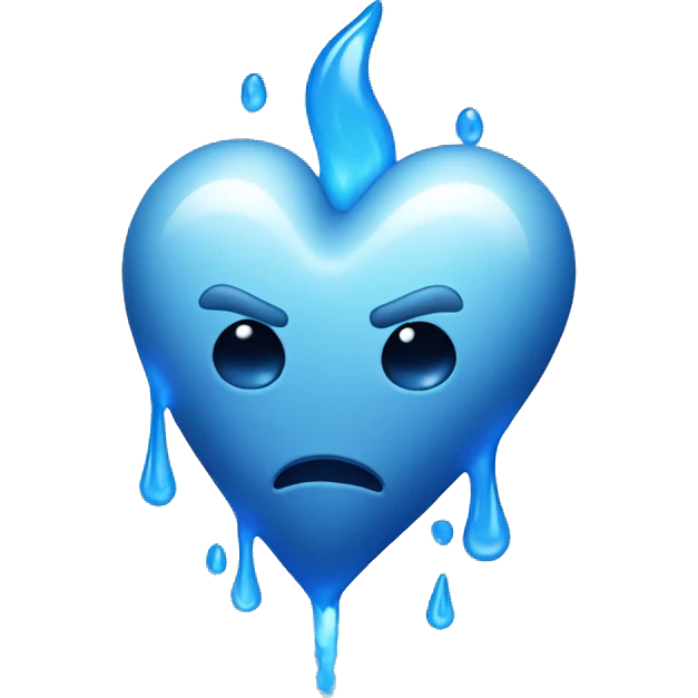 bleeding blue heart glowing blue-white emoji