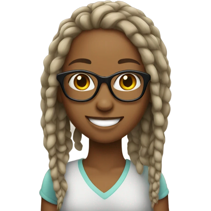smiling girl with glasses with locs emoji