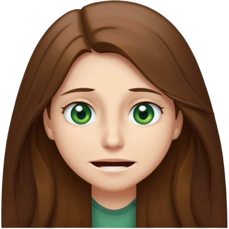 I have long brown hair, green-gray eyes, I hide myself behind a smile, it hurts my soul, I don't have mutual love, sometimes I can be rude emoji