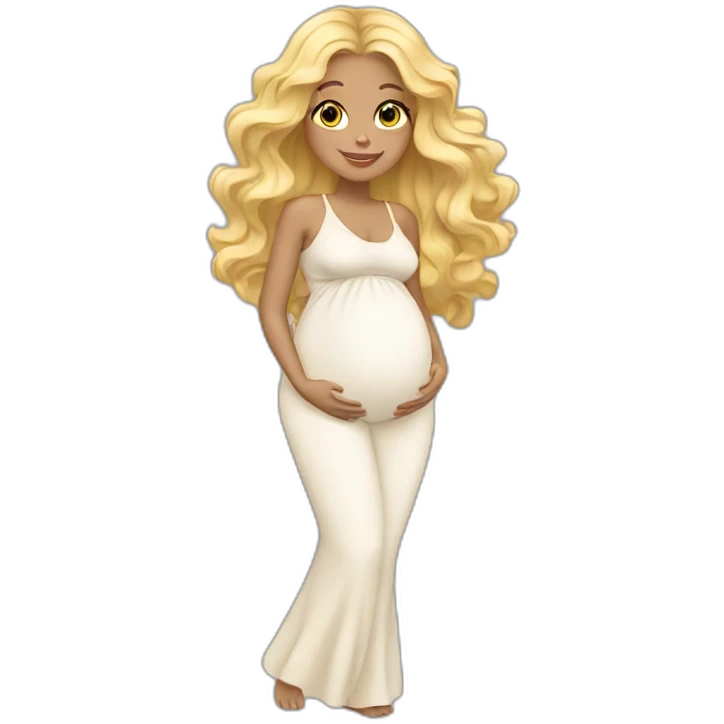 adorable pregnant blond full body women with beach-wave-hair emoji