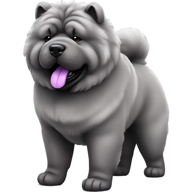 Full body blue Chow chow with purple tongue, photorealistic 4k emoji