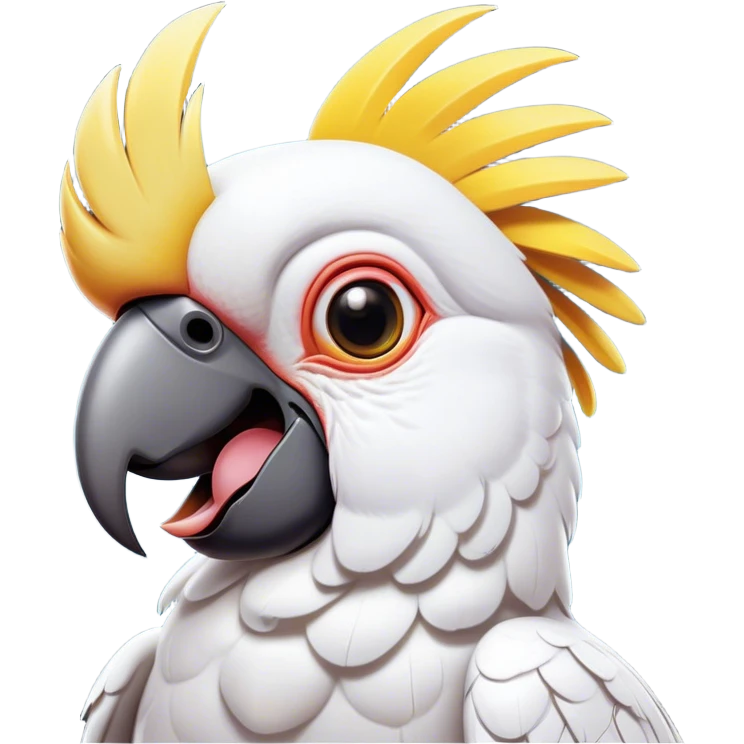 Cinematic Comical Cockatoo Portrait Emoji, Head tilted dramatically with an exaggeratedly shocked expression, featuring a striking, crest-adorned head with wide, comically expressive eyes full of playful disbelief and a vibrant, animated beak, Simplified yet hilariously expressive features, highly detailed, glowing with a slightly sassy tropical glow, high shine, dramatic yet playful, stylized with an air of cheeky avian mischief, soft glowing outline, capturing the essence of a meme-worthy cockatoo that looks ready to squawk its way into viral fame! emoji