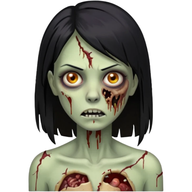 mulher zumbi cabelo liso tamanho medio preto emoji