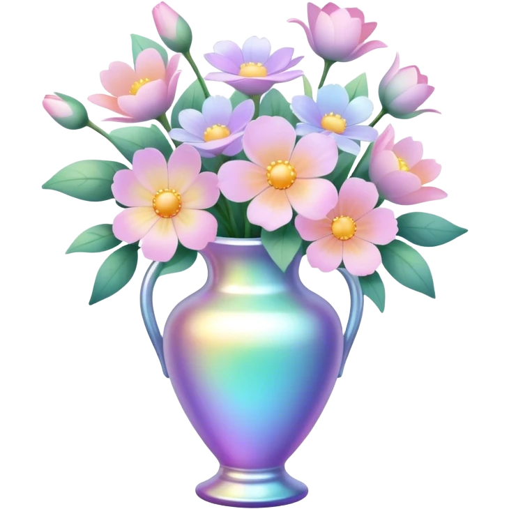 Iridescent vase with pastel flowers emoji