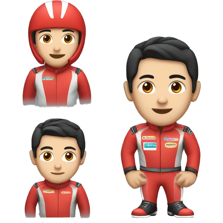 guy in red racing outfit with black hair emoji