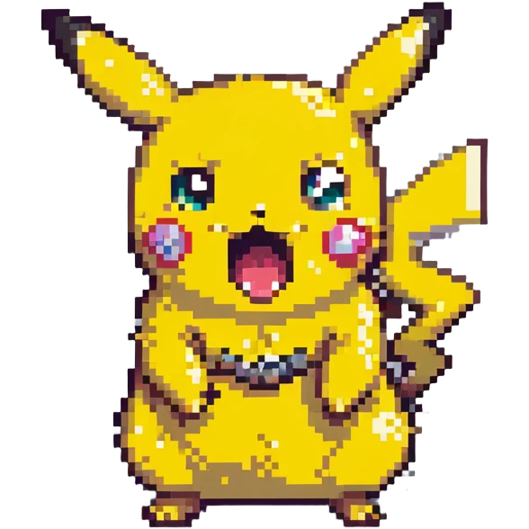surprised shocked Pikachu with open mouth emoji