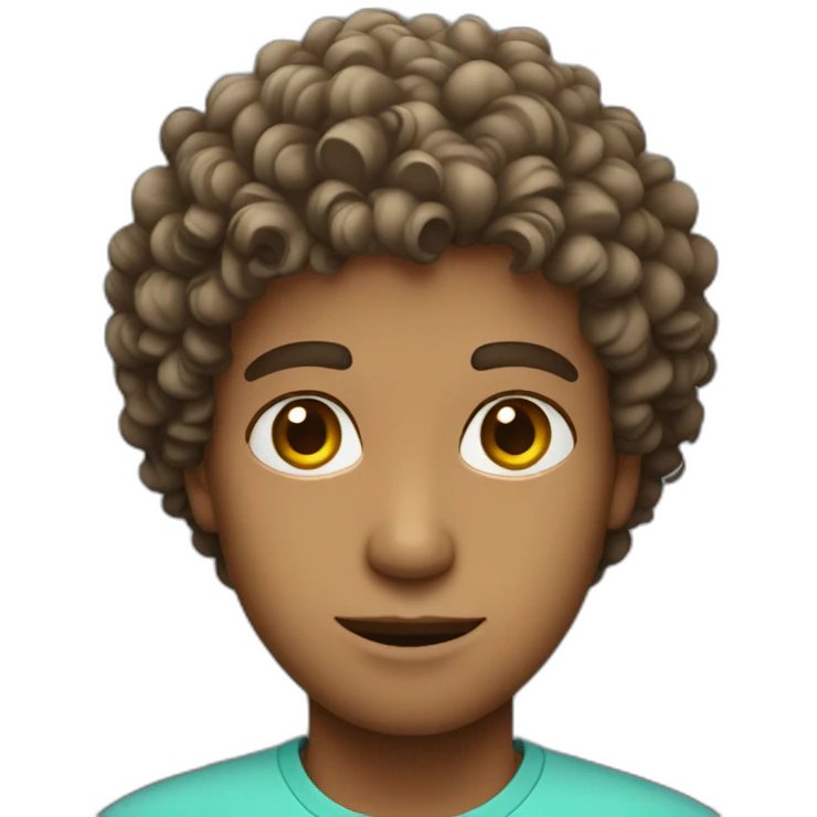 Guy with curly hair and pink eyes  emoji