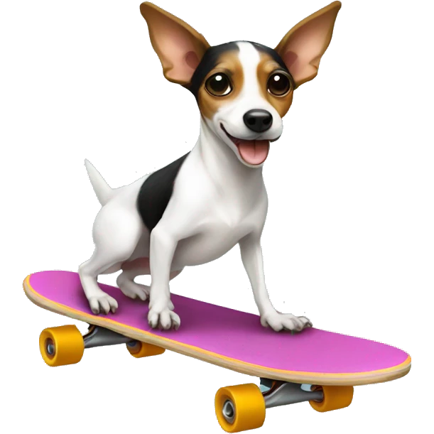 Rat terrier on a skateboard  emoji