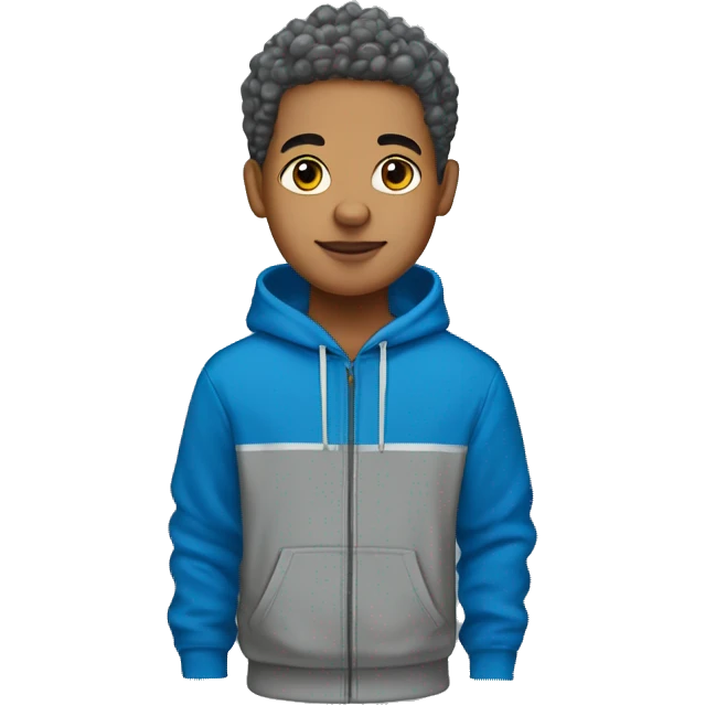 A light skin boy with a taper fade a blue hoodie and grey sweatpants emoji