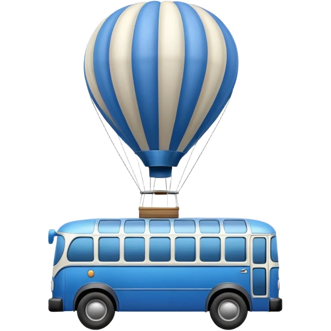 make me a high definition emoji of a Blue bus suspended by a single hot air balloon make the bus realistic and have just 1 hot air balloon emoji