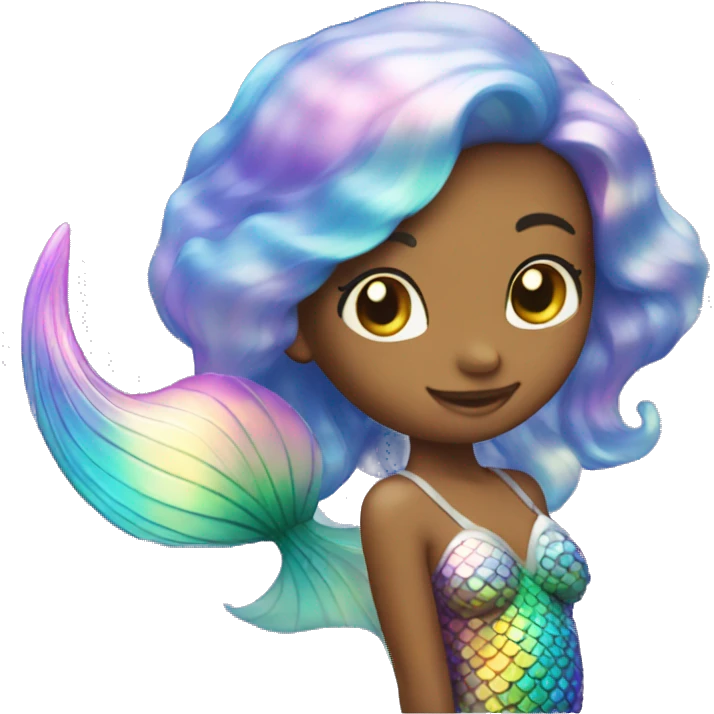 Iridescent mermaid with iridescent tail emoji