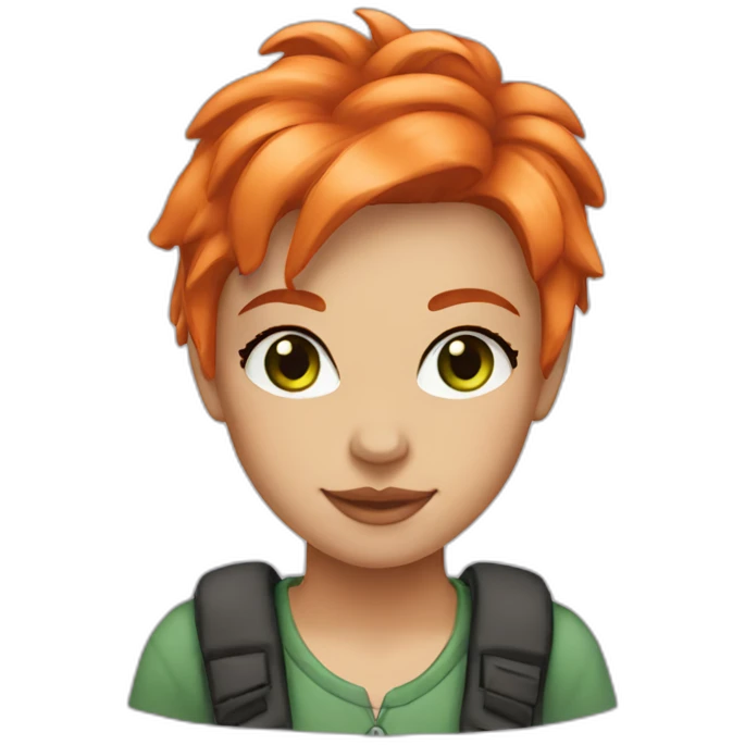 girl orange hair dark roots green eyes emoji