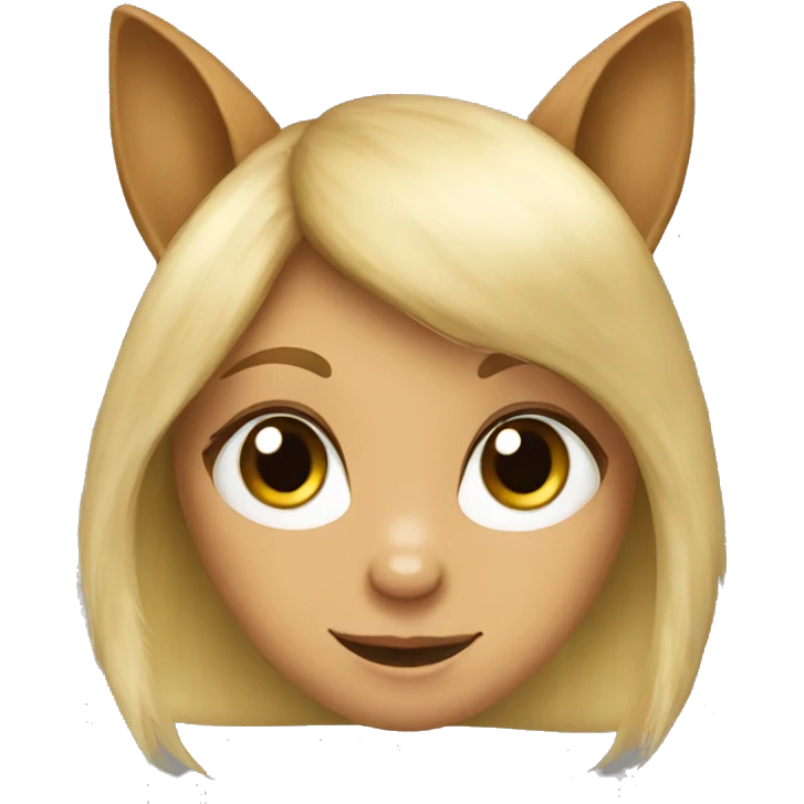 A blond girl as a squirrel with greeb eyes and a nut emoji