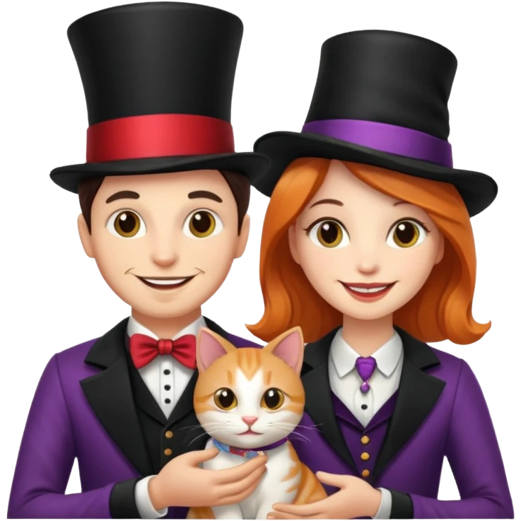 magician couple and their pet cat emoji