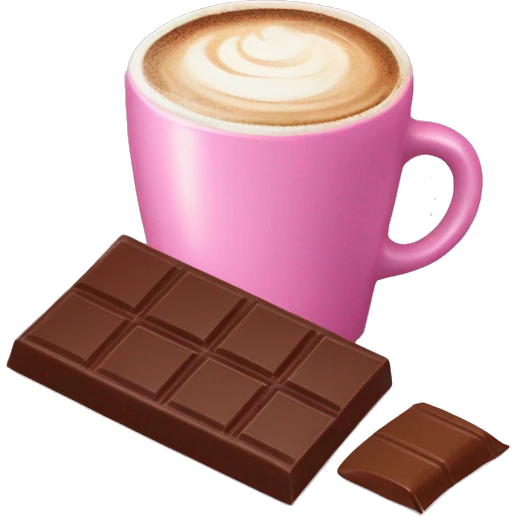 Cappuccino and sugar-free chocolate bar in pink emoji