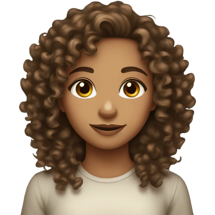 Tan skin curly haired brown eyed girl pretty emoji