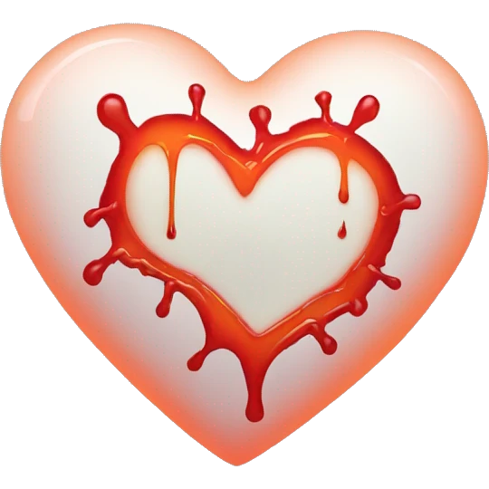 red heart glowing red-orange with bleeding wound emoji