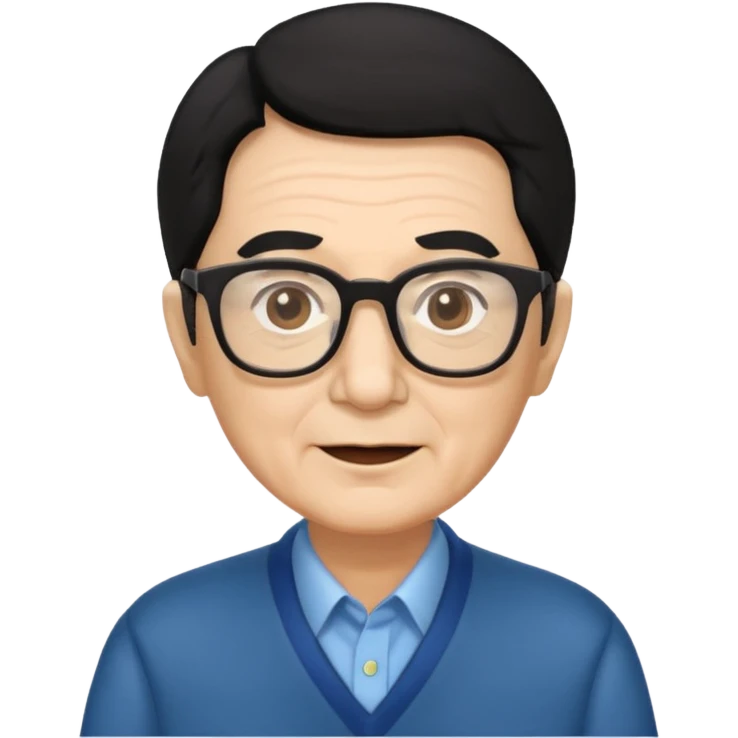 Un locutor de radio,edad avanzada,  pelo negro, con gafas, emoji