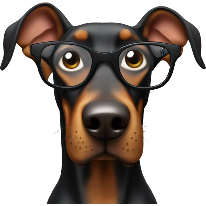Doberman with glasses dancing emoji