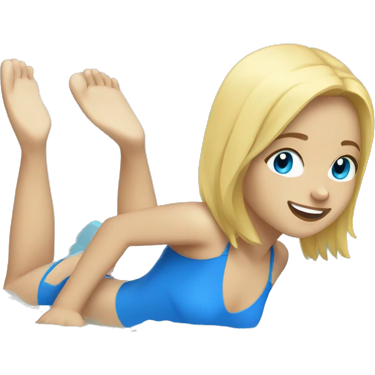 girl swimming blonde hair blue eyes full body with flippers emoji