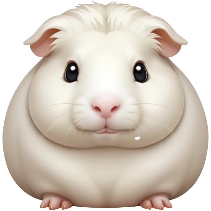 Cinematic Noble White Guinea Pig Portrait Emoji, Poised and regal, with a compact, chubby build and a pristine, well-groomed pure white coat, deep-set soulful dark eyes, Simplified yet sharp and sophisticated features, highly detailed, glowing with a soft, dignified glow, high shine, intelligent and sweet, stylized with an air of gentle purity, focused and attentive, soft glowing outline, capturing the essence of a watchful and confident little companion, so majestic it feels as though it could scurry out of the screen with effortless authority! emoji