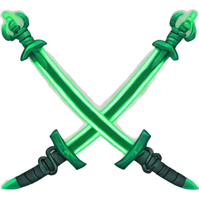 Twin green neon swords attached by chain emoji