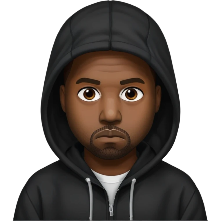 kanye west with black hoodie emoji