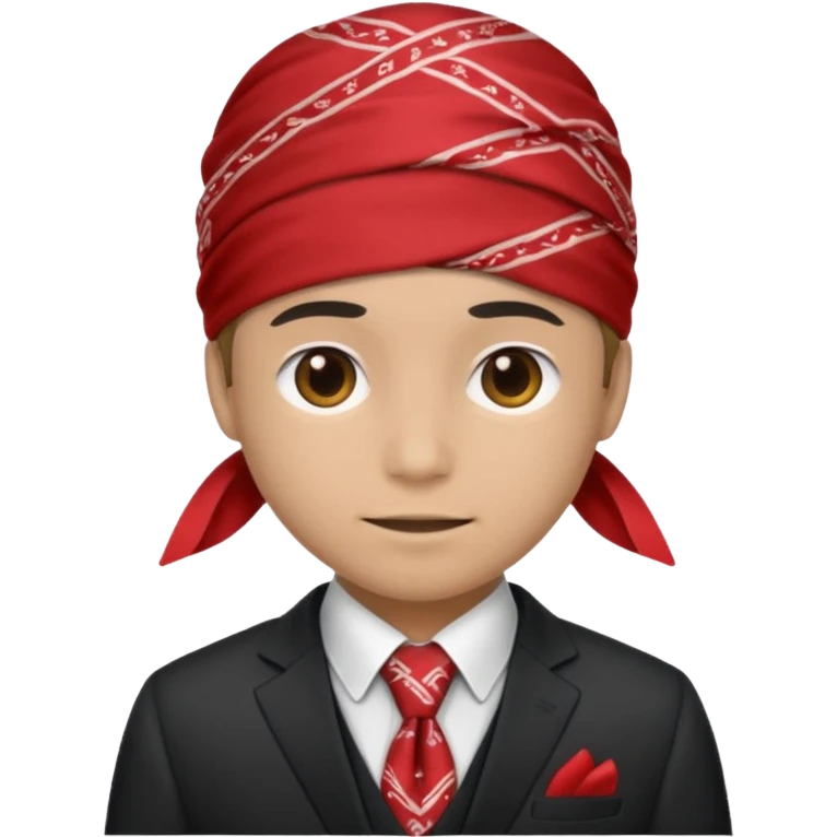 Character wearing a bandana and a suit emoji