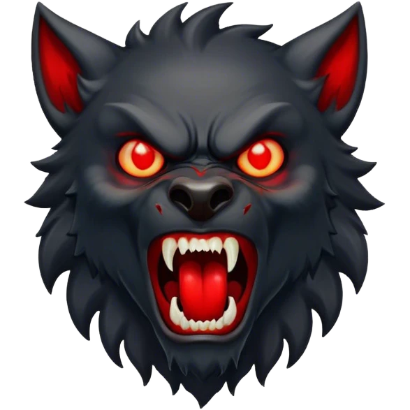 black Werewolf with glowing red eyes screaming  emoji