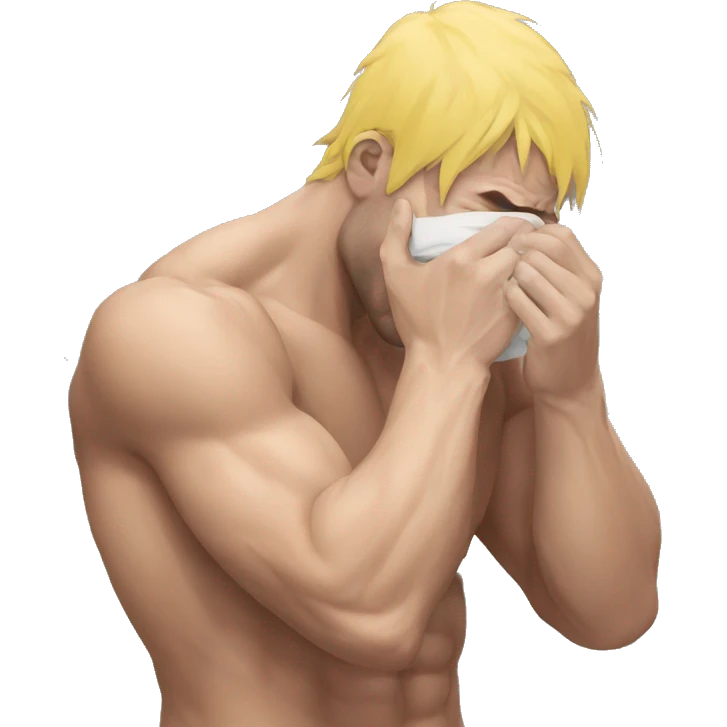 an mma fighter in pain covering his face emoji