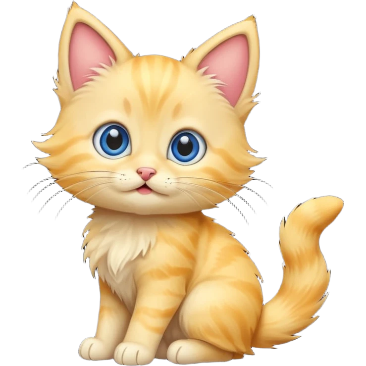 A cute cartoon yellow kitten sitting and wagging its tail. emoji