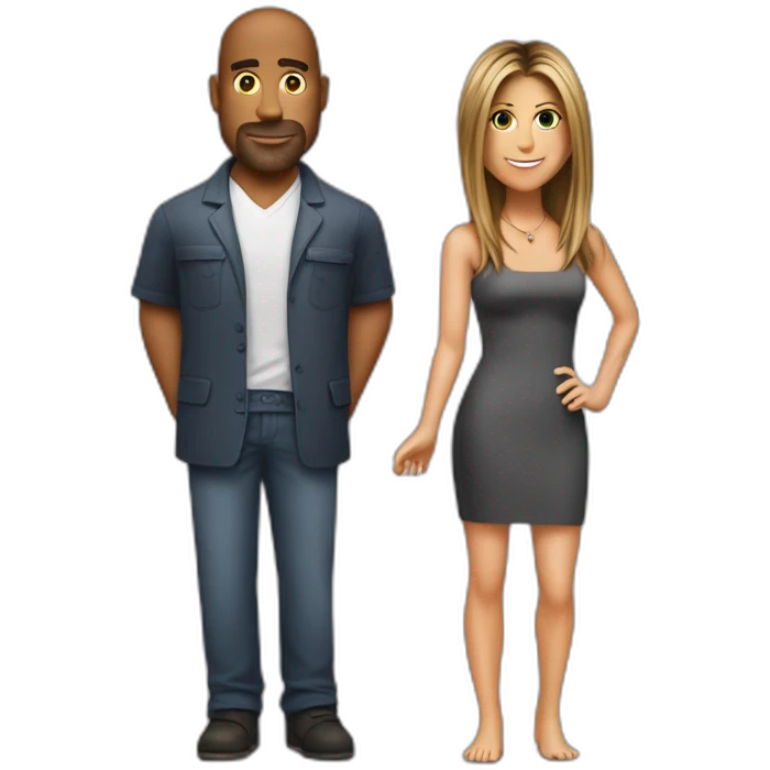 Bouder et Jennifer Aniston qui font un câlin emoji