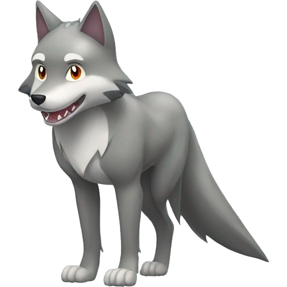 Shiny Wolf-Pokémon with a shark tail and a shark fin on back Full Body emoji