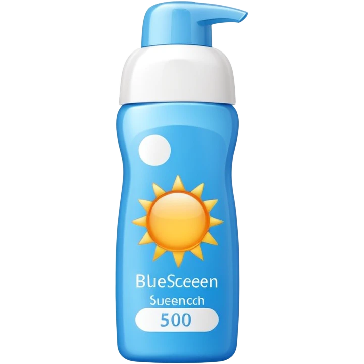 Blue Sunscreen bottle that looks professional and nice and good emoji